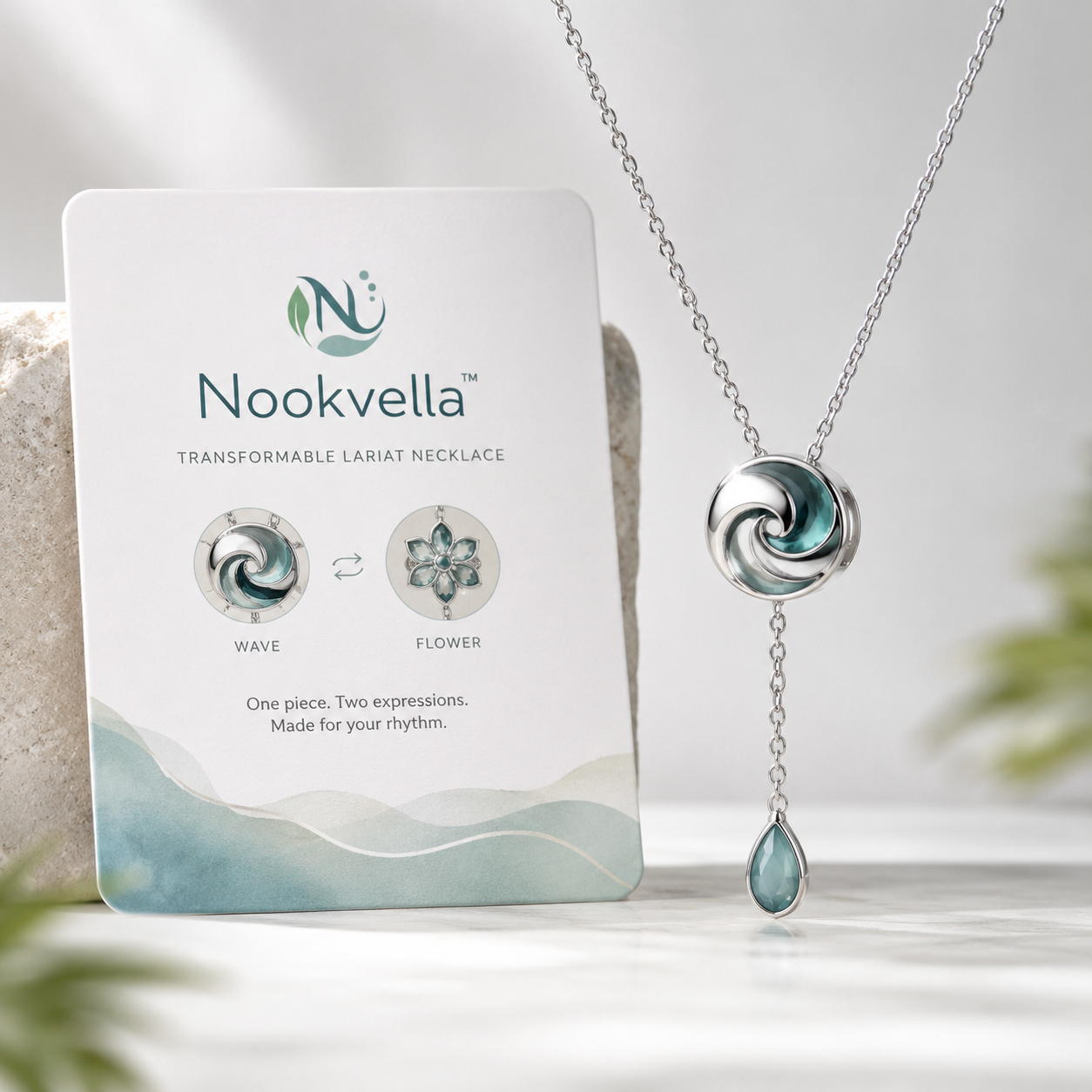 Nookvella™ Transformable Wave & Flower Lariat Necklace